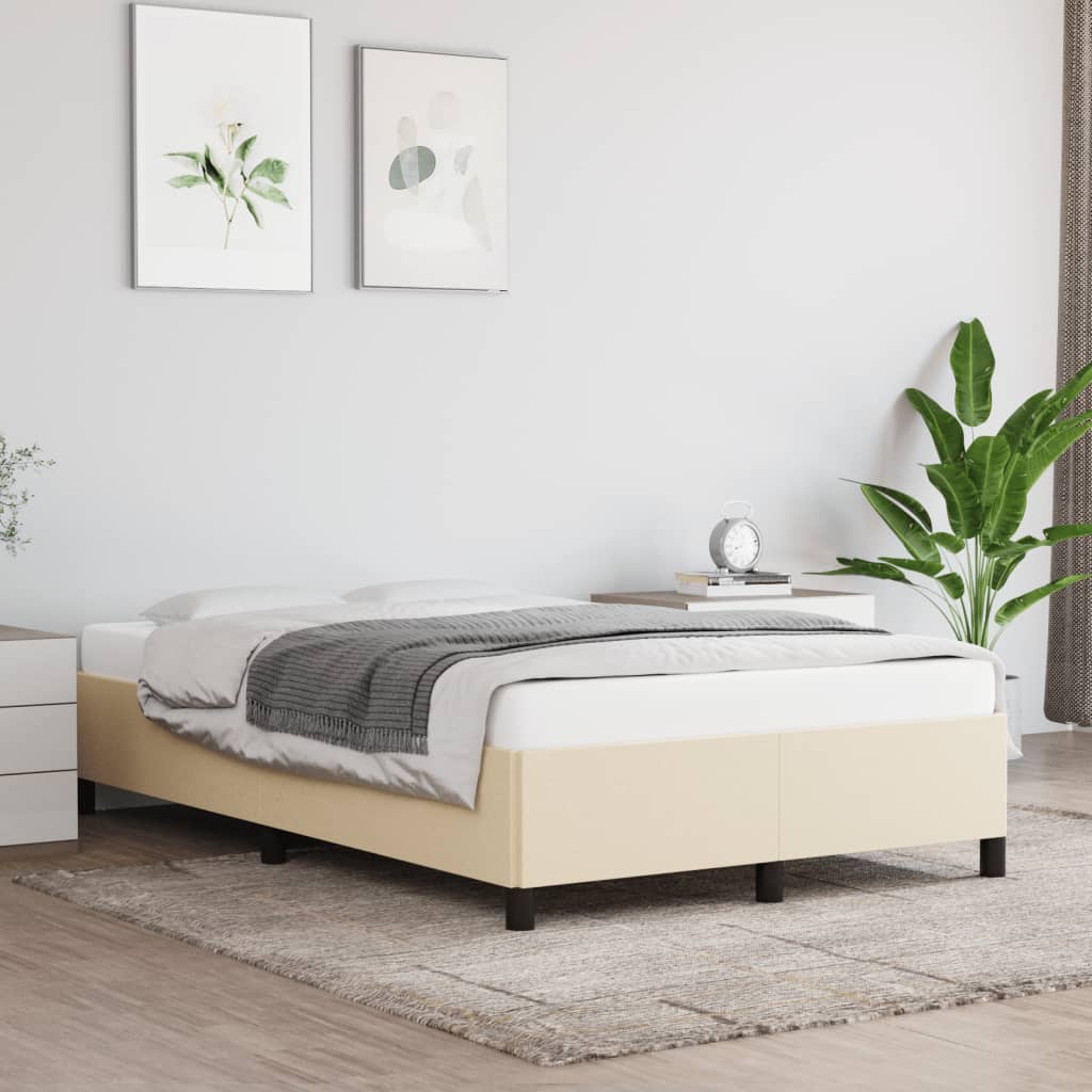 Bed Frame without Mattress Cream 120 x 190 cm Fabric