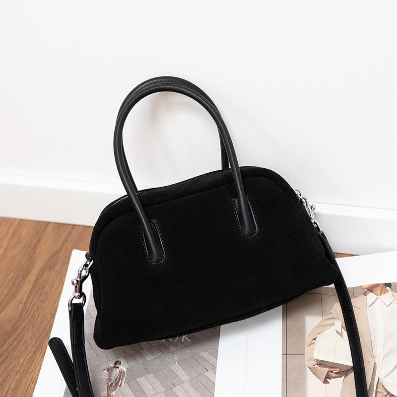 Genuine Leather Hand-held Crossbody Single-shoulder Pillow Bag Versatile Bowling Bag for Women