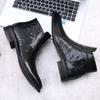 Fashion 2025 New Designer British-style Chelsea Boots for Men Solid Color Side Zipper Pointed Toe High-top Cow Leather Shoes Boots Man