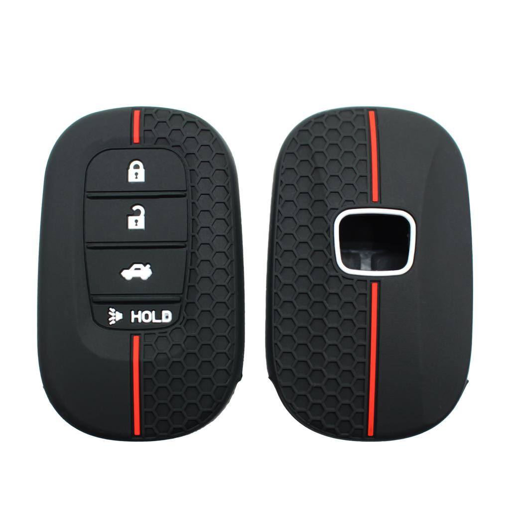 Silicone Rubber Key Fob Cover Compatible With Honda - Accord Civic Cr-V Sport Si Ex Ex-L Touring 4 Buttons Smart Key