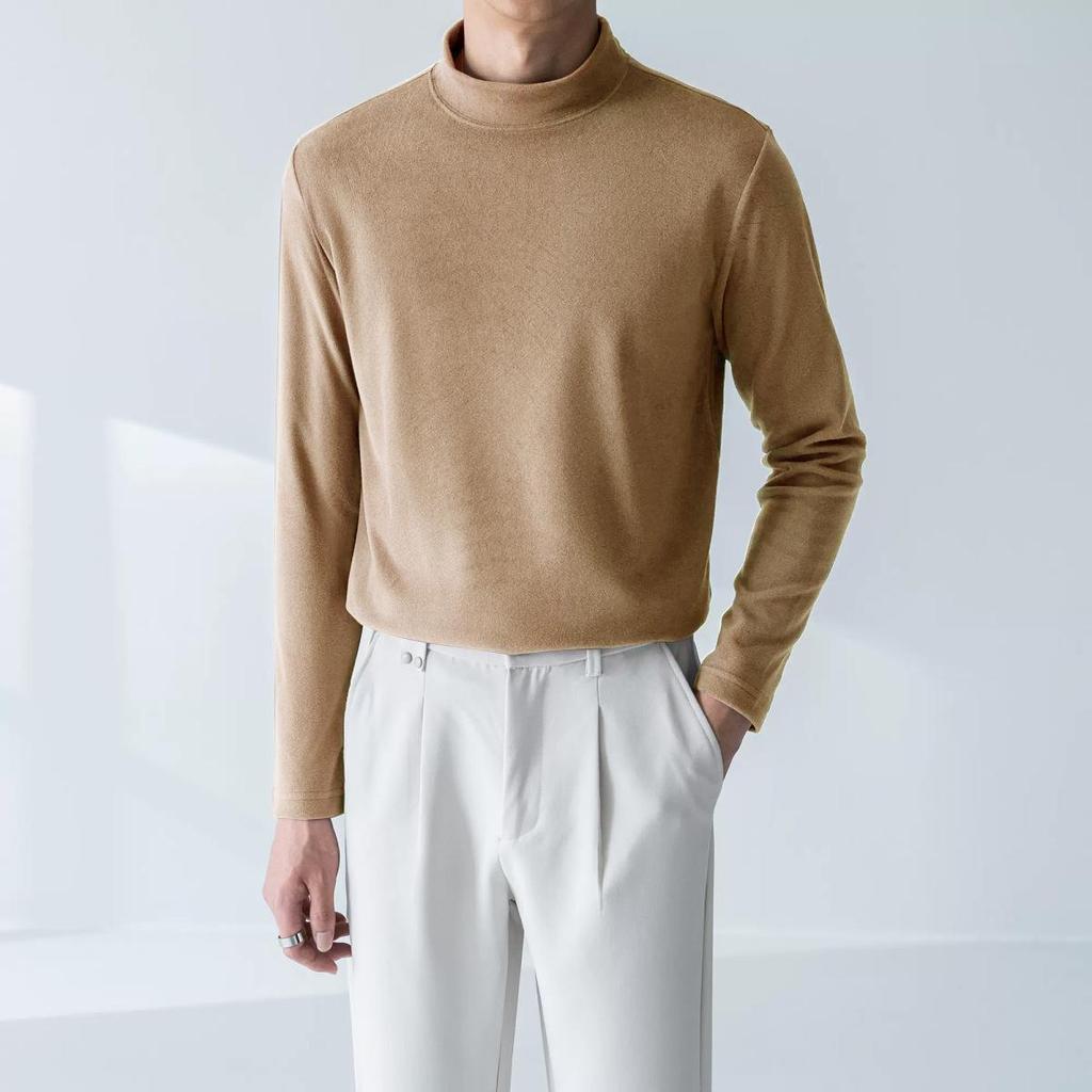 Men's Double-Sided Velvet Heat-Storing Half Turtleneck Long-Sleeve Winter Shirt