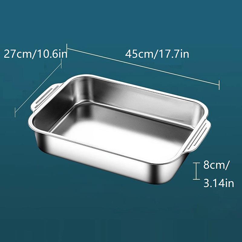 Stainless Steel Baking Pan With Lids Deep Dish For Fish/Pasta/Grilling Oven & Dishwasher Safe Cookware