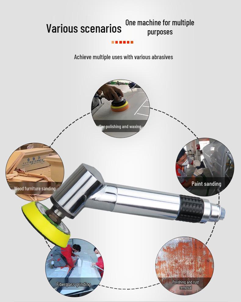 Gaobao 2" Pneumatic Sander 50mm Angled Head Round Air Polisher for Small Areas