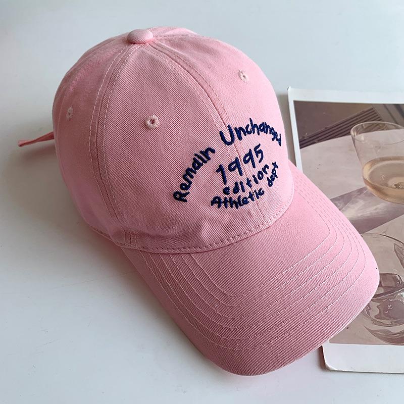 Hat Female peaked cap Deepened and widened face Small soft top baseball cap Men's versatile letter embroidered sun hat
