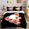 A Cute Pink Cartoon Piggy Print Soft Comfortable Duvet Cover Bedding Set Included 1*Duvet Cover  2*Pillowcases Luxury Gift