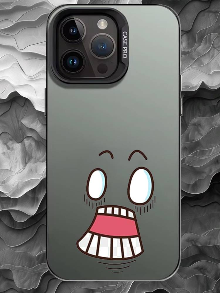 C-Cartoon expression Phone Case For iPhone 17 16 15 14 13 12 11 Pro Max Plus Silver Matte Black Cover