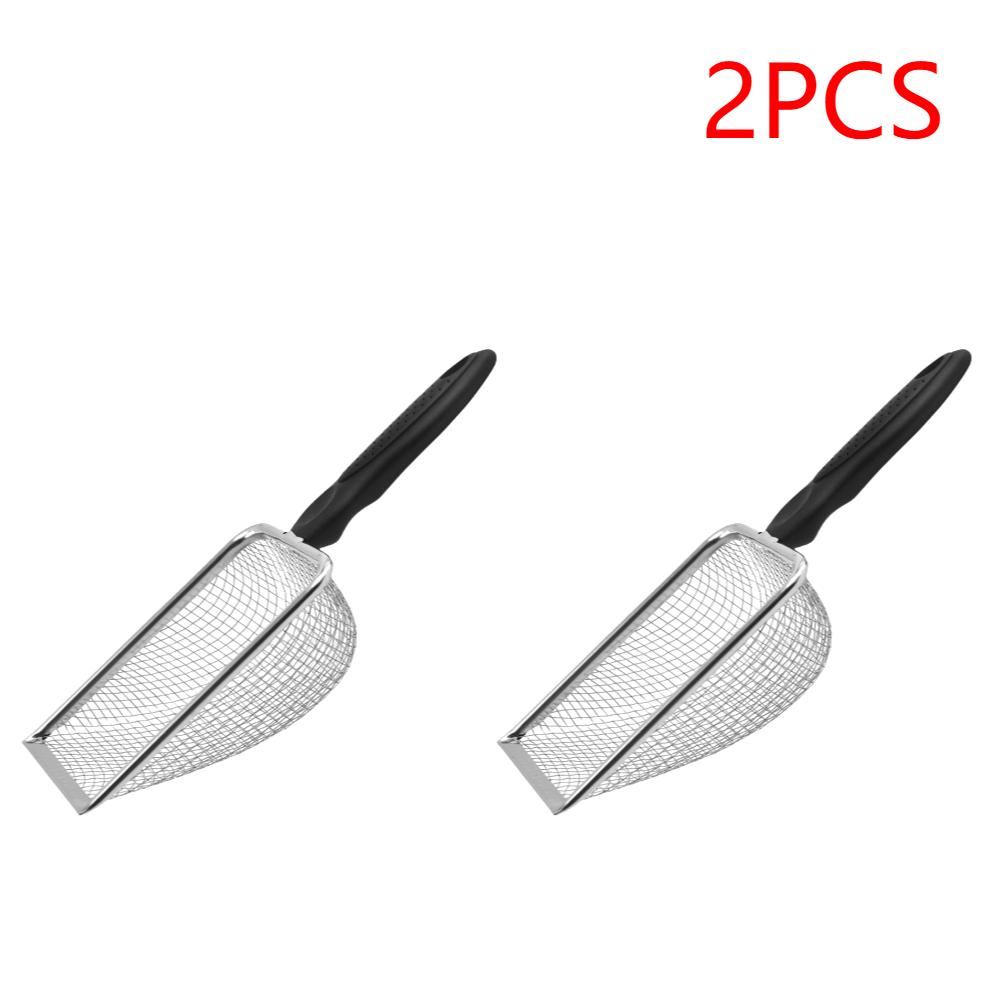Pet Poop Shovel Fine Mesh Sand Shovel Stainless Steel Cat Litter Cleaner Ergonomic Handle Non Stick Poop Picker for Cats
