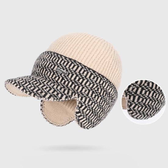 Riding Hat Soft Plush Inner Wide Brim Ear-Protecting Knitting Baseball