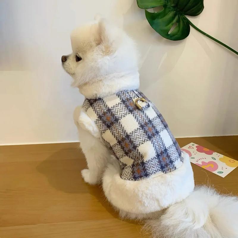 Plush Dog Warm Coat Winter Clothes for Small Dogs Teddy Bichon Puppy with Leash Hole Dogs Clothes Dog Jacket Pet Clothes