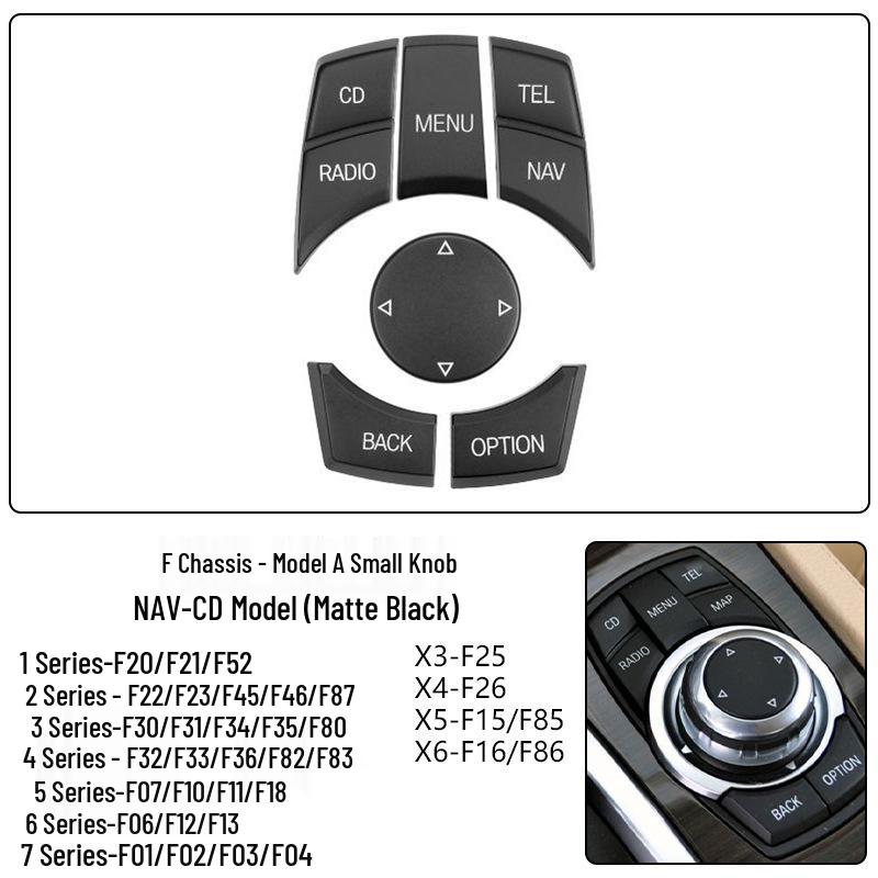 Compatible with BMW Series 1-7, X3, X4, F10, F18, F30, F02 - Multimedia Knob Button Switch