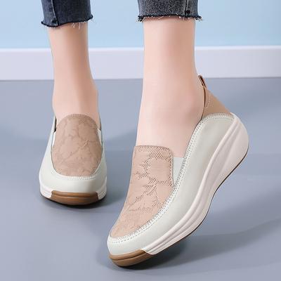 Ladies Platform Loafers Casual Elegant Black Cow Leather Women Thick Sole Shake Shoe for Girl Plus Size