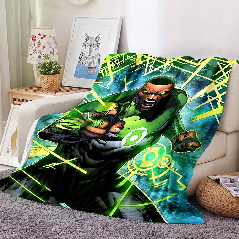 1pc Green Lantern Blanket Polyester Fiber, All Season Comfort for Sofa, Bed, Office, Car, Camping Ideal Home Decor & Gift, Office Comfort