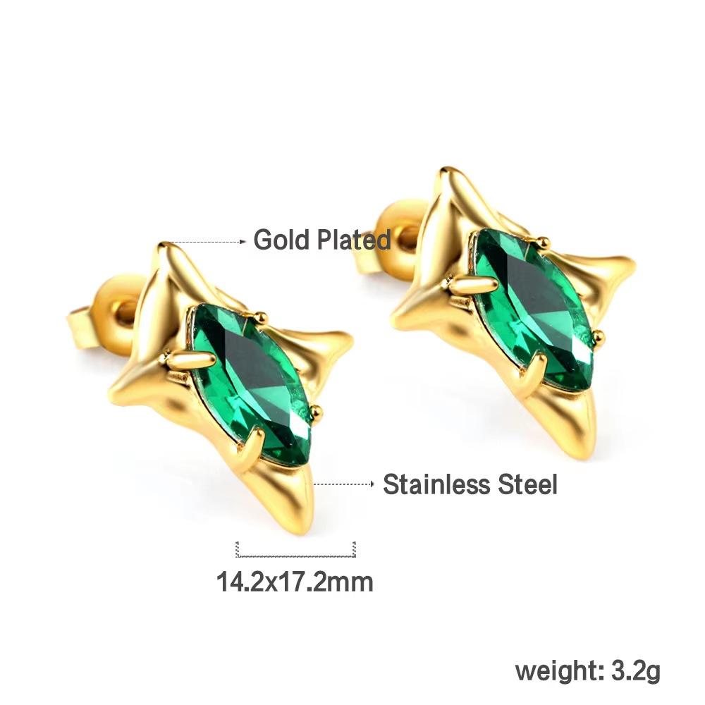 Luxury Fan Shaped Short Stud Earrings For Women Hypoallergenic Vacuum Plating Elegant And Versatile