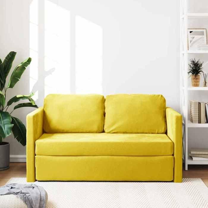 VidaXL Canapé-lit 2 en 1 jaune foncé 122x204x55 cm velours 353963