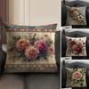 Rose Elegant Cushion Cover Natural Linen Organic Fabric DoubleSided Printing Sofa Home Decor Gift Pillow Case