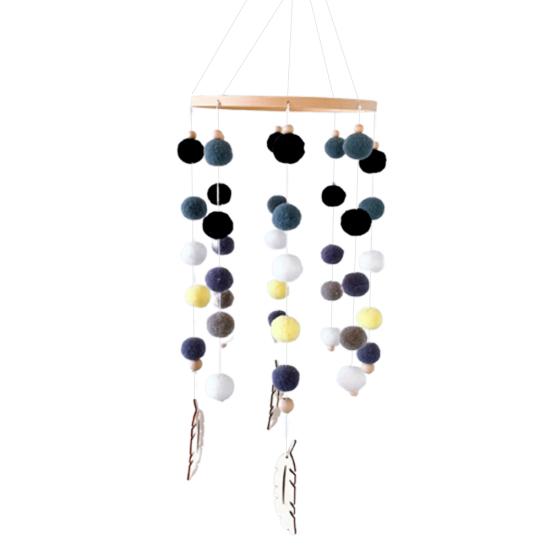 Carillon flou coloré nordique, boules de chambre, feuilles en bois, ornement suspendu pour berceau
