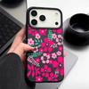 Hot Pink Blossom Print Protective Soft TPU Leather Texture Cover For iPhone 17 Pro Max Air 16e 15 14 13 Shockproof Case