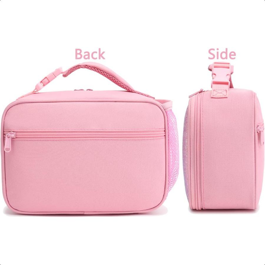 FlowFly Lunch box Insulated Soft Bag Mini Cooler Back to School Thermal Meal Tote Kit for Girls Boys GlitterRainBow