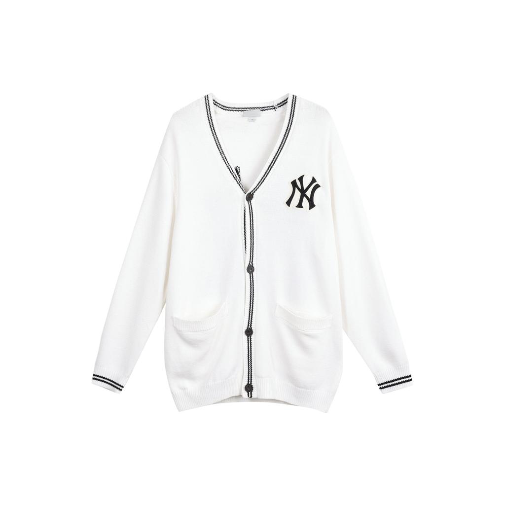 MLB Basic Logo New York Yankees Color Block Knit Sweater Unisex Sweater White 3AKCB0121-50WHS