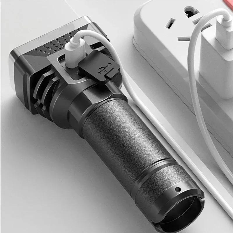 Powerful Flashlight 6 Led High Power Torch Light USB Rechargeable Flashlight 4 Mode Emergency Camping Lamp