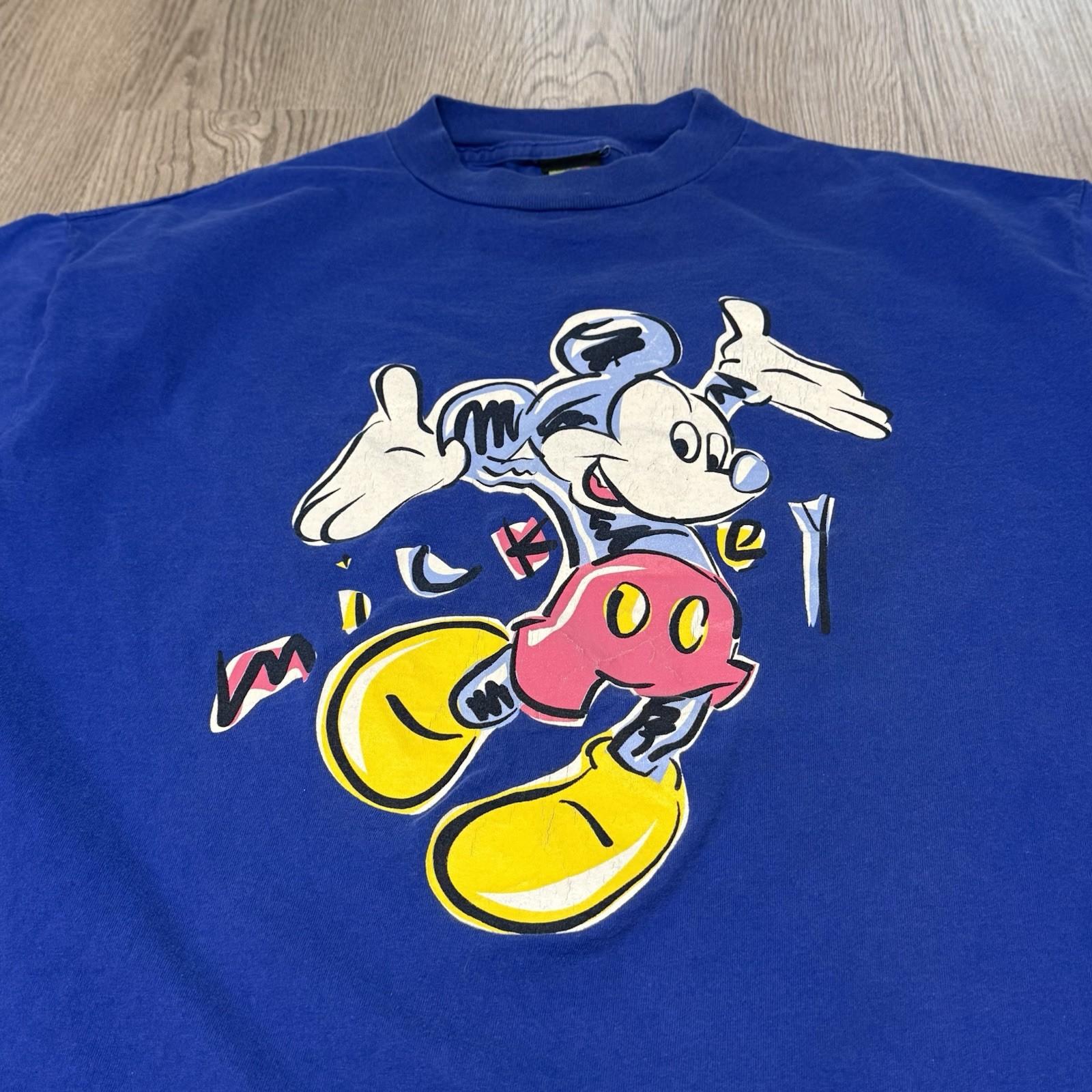 Vintage 90s Mickey Unlimited Jumping Mickey Mouse Blue Tee XL Short Sleeve S