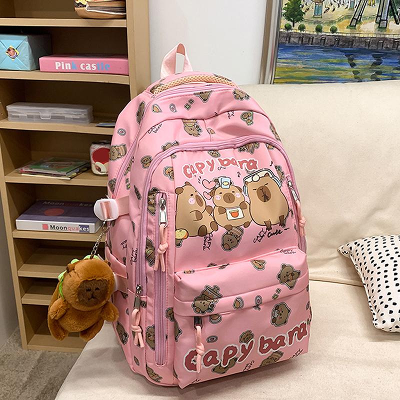 Cute Capybara Backpack Cartooon Large Capacity Backpack For Girls Boys Student Teenager Children's Primary Schoolbags