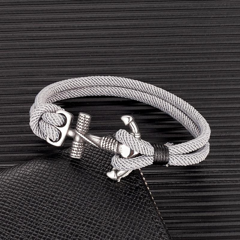 Waterproof Anchor Bracelets Men Double Strand Nautical Survival Rope Bracelet for Women Stainless Steel Navy Sport Buckle
