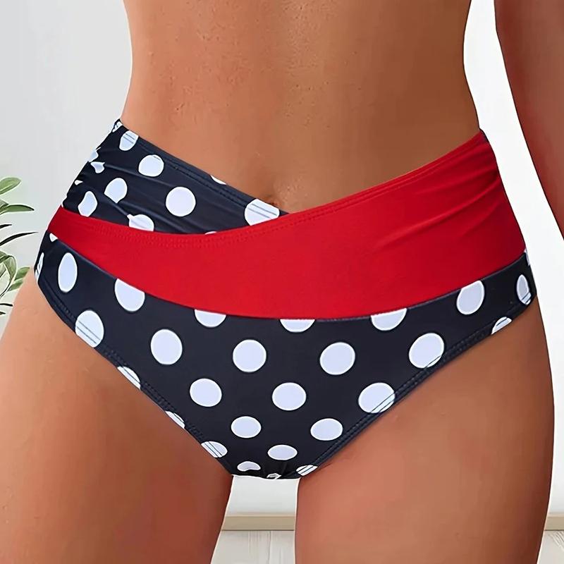 Patchwork Polka Dot Printed Bathing Suit Women Irregular High Waist Bikini Set Summer 2026 New Fashion Beach Swimwear Two Piece