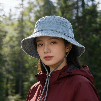 Chapéu de bacia respirável para sombreamento de primavera e verão, mesmo chapéu para homens e mulheres, versátil, com cordão para exterior, chapéu de montanhismo