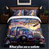 Truck Theme Custom Text Or Name 3Pcs Bedding Set,1 Flat Sheet & 2 Pillowcases Personalized Home Bedding