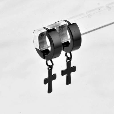 Titanium Steel Cross Love Star Pendant Black Ear Buckle Stainless Steel Earrings