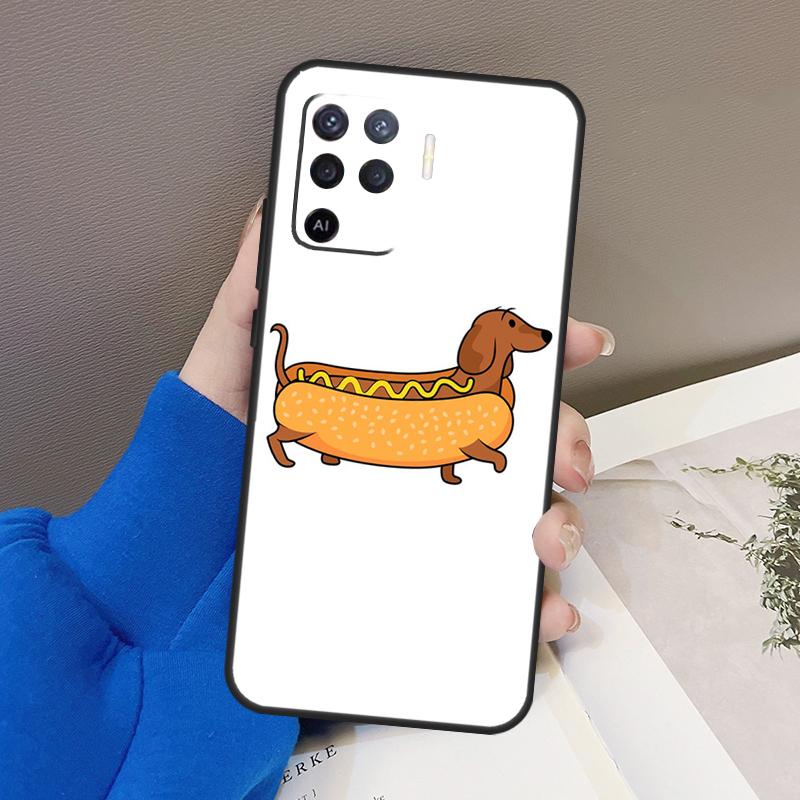 Cartoon Dachshund Sausage Dog Case For OPPO Find X5 X3 Pro A15 A74 A54 A94 A93 A91 A5 A9 A31 A53 2020 A53S A52 A72 Cover