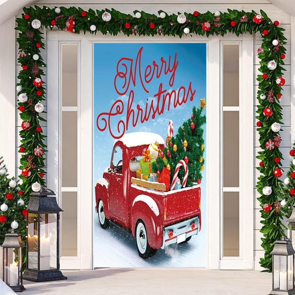 Santa Claus Christmas Hanging Cloth Fluorescent New Year Decoration  Entrance and Room