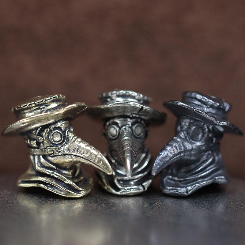 Medieval Europe Long Beak Mask Doctor Brass Knife Bead Lanyard Pendants DIY Paracord EDC Outdoor Tool Woven Hangings Accessories