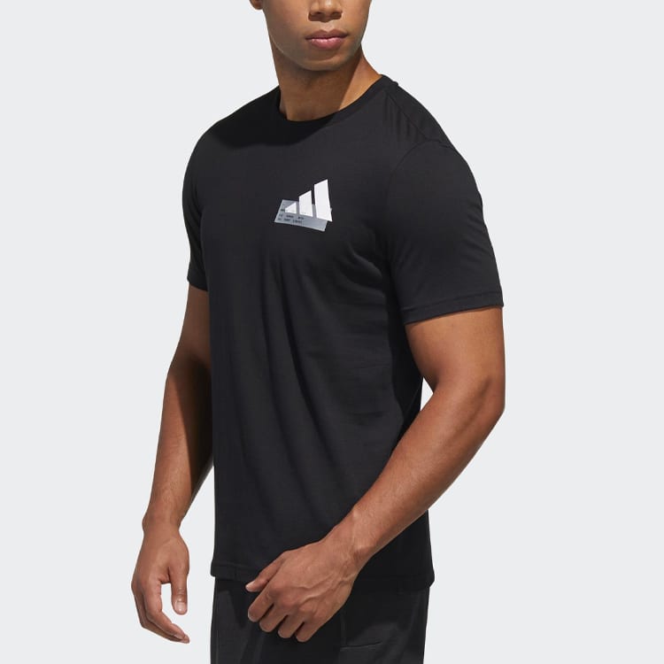 Adidas T Shirts Men's Black Crew Neck Moderate Straight Fit GH4419