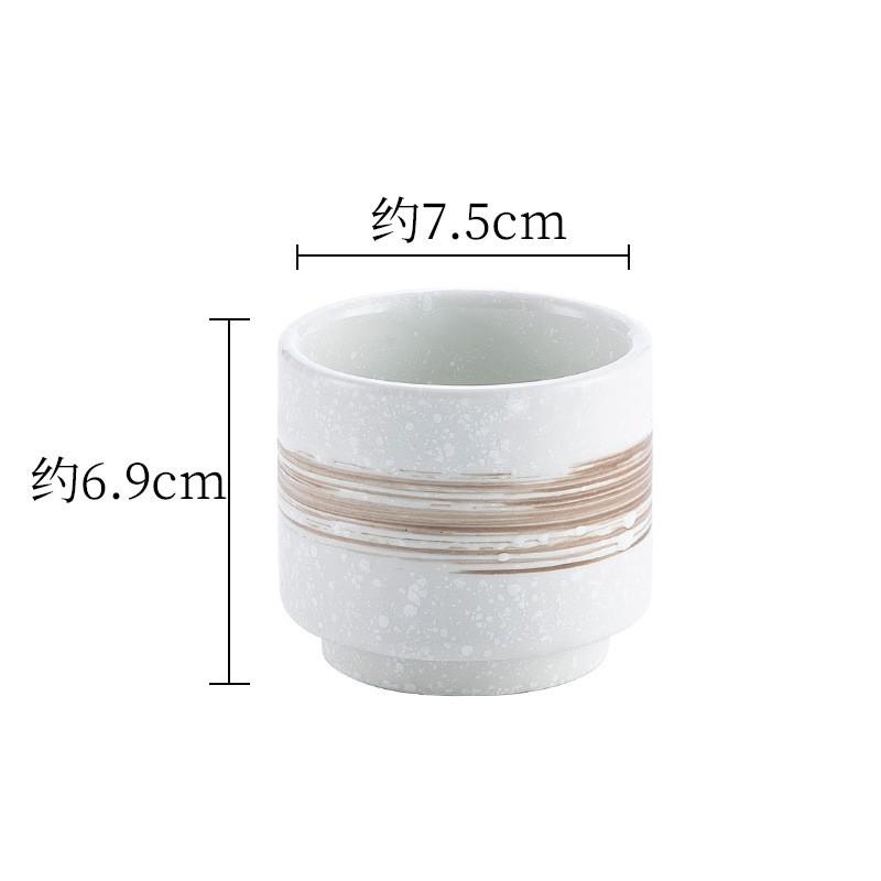 Japanese Style Ceramic Tea Cup Retro Stoneware Coffee Mug Stackable Handmade 200ml Round Single-Layer