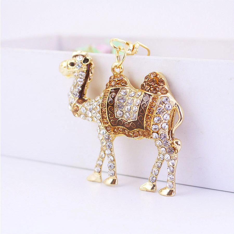Colorful Rhinestone Camel Keychain: Cute Desert Animal Pendant for Bags and Keys