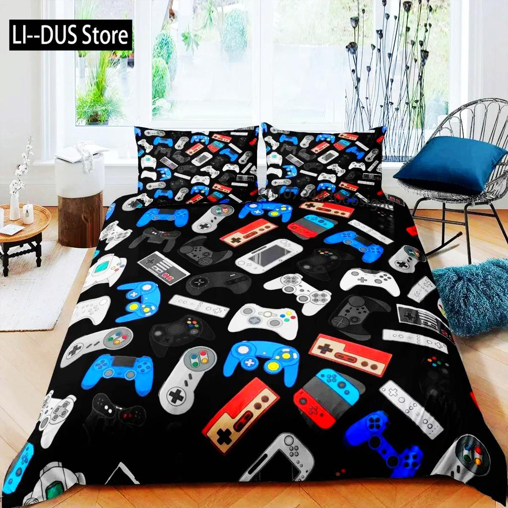 Gaming Bedding Set Game Bed Cover 135 For Adults Boys Soft Microfiber Modern Gamepad Duvet Cover Decorative With Pillowcase
