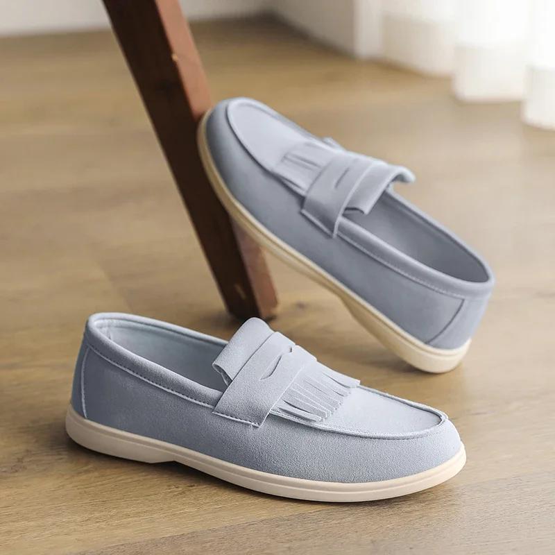 High Quality Business Dress Shoes Suede Leather Soft Sole Casual Men Shoes Designer Slip on Loafers Shoes for Men Zapatos Hombre