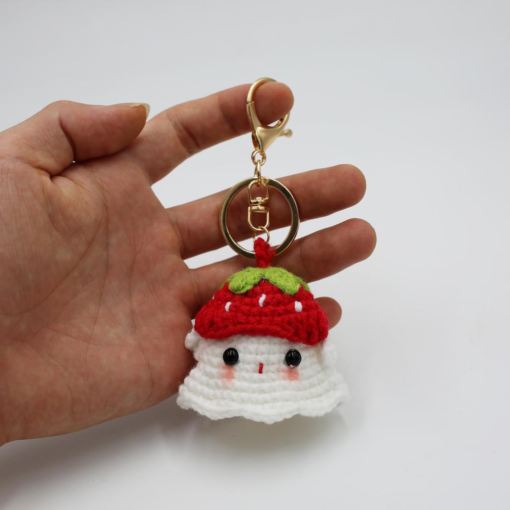 Creative Crocheted Little Ghost Hand Woven Pendants Halloween Decoration Handmade Yarn Crochet Bag Key Pendant Gift Home Decor