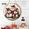 Xmas Door Hanger Christmas Wooden Hanging Sign, Gnome Snowman Angel Candle 2D Wood Plaque, Indoor Holiday Party Decor Vintage Wall for Home