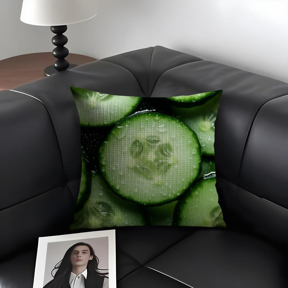 1PC Fresh Food Anime Health Cushion Cover Natural Linen Organic Fabric DoubleSided Printing Sofa Home Decor Gift Pillow Case