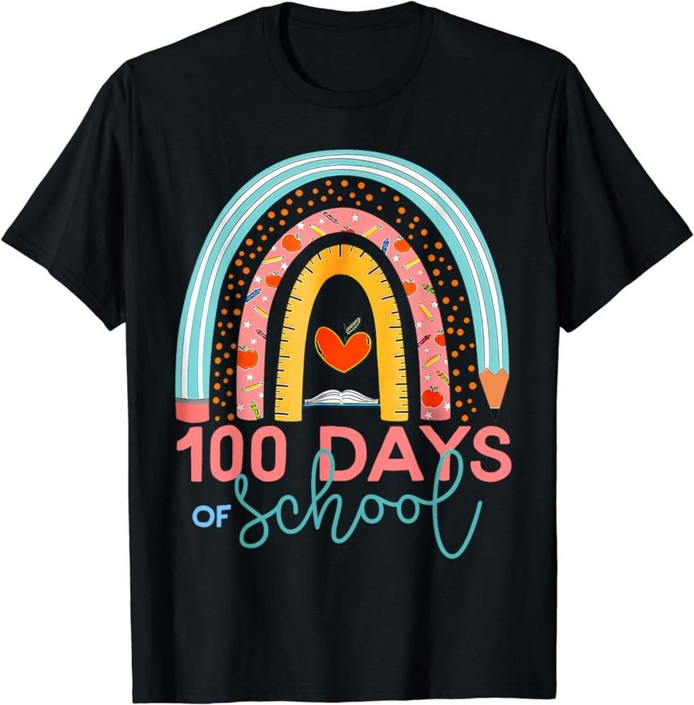 100th Day Of School Teacher 100 Days Smarter Boho Rainbow T Shirt Men Women Kid