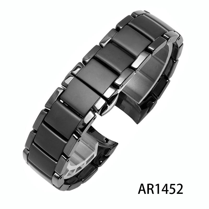 High Quality Ceramics Watchband for AR1451 AR1452 AR1400 AR1410 Watch Straps With Stainless Steel Butterfly Clasp 22mm 24mm 22mm