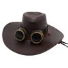 Steampunk Glasses Jazz Hat Retro Leather Top Hat American Tv Cowboy Hat Sun Protection Visor For Men And Women