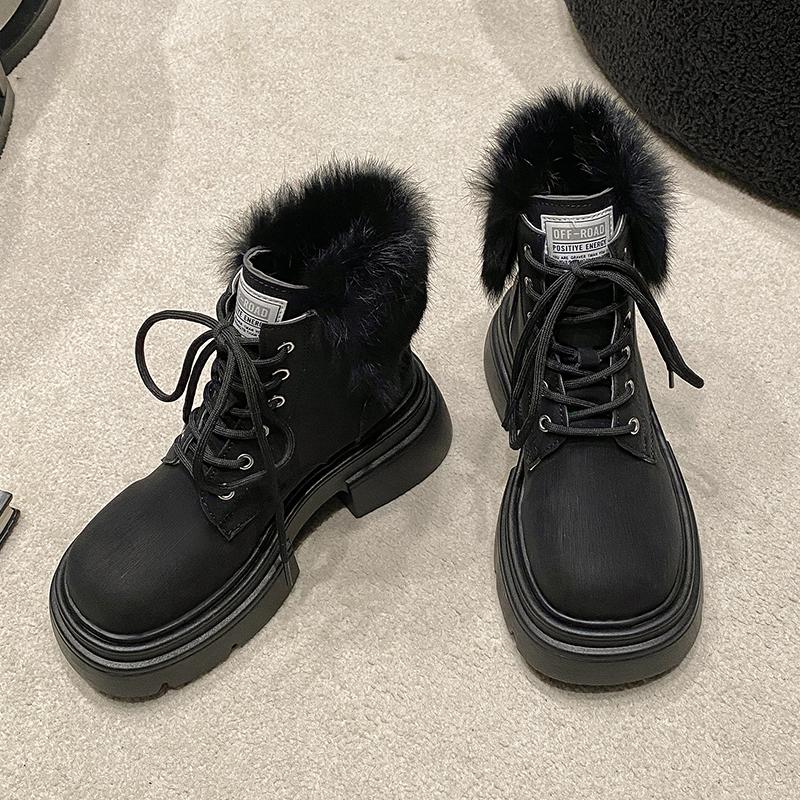 Moda 2024 Wysoka Jakość Damskie Krótkie Botki z Okrągłym Noskiem Okrągły Nosek Jednolity Kolor Sznurowane Odporne na Zużycie Damskie Buty Botines De Mujer