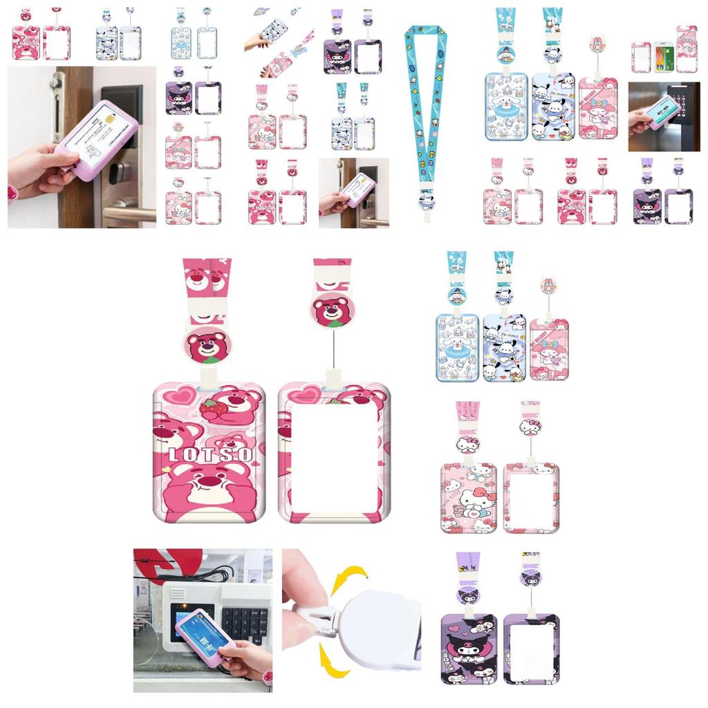 Cute Cartoon Id Card Holder With Retractable Lanyard For Work, School, And Travel