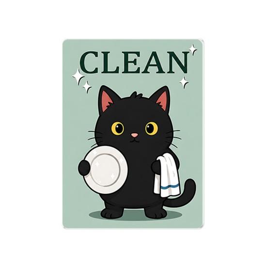 Heavy Duty Magnetic Sign Clean Dirty Dishwasher Magnet, Acrylic Cartoon Animal Sign, Double-Sided & Magnet for Kitchen Decoration Double Sided