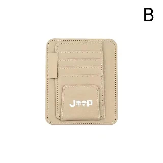 Premium Leather Jeep Car Sun Visor Organizer Card Pen Holder for Renegade Wrangler JK Grand Cherokee Auto Interior Accessories