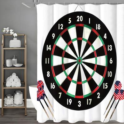 Dartboard Shower Curtain, Bathroom Decorative Shower Curtain, Waterproof Shower Curtain with Hooks